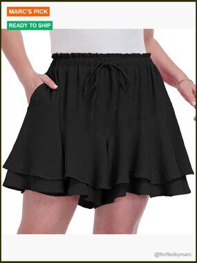 Plus Size High Waisted Flowy Skort Shorts with Pockets Wide Leg Boho